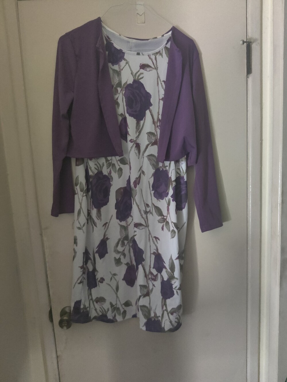 Purple Floral Dress with Matching Bolero - Women's Dress